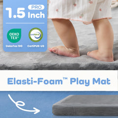 PaPaMat memory foam layer provides cushioned feel on cold floors.