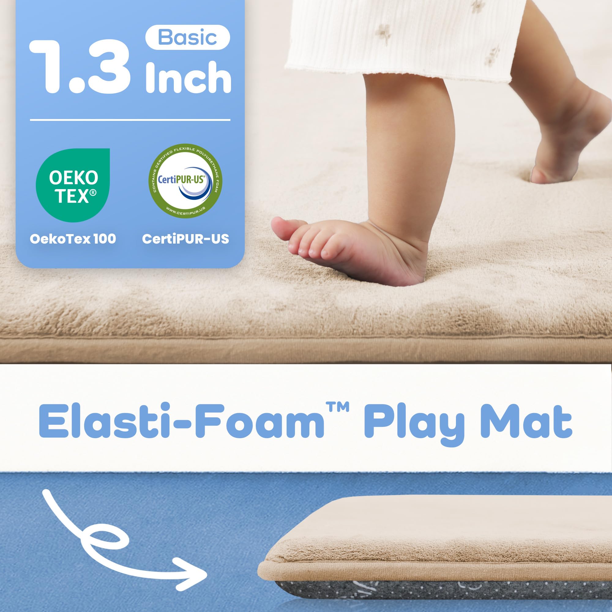 PaPaMat non-slip backing foam play mat on wood or tile floors.