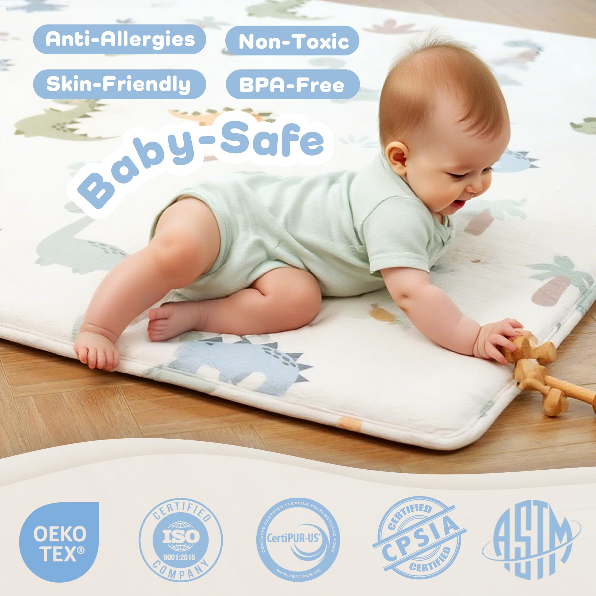 PaPaMat nursery-friendly dinosaur print complements decor while promoting safe play