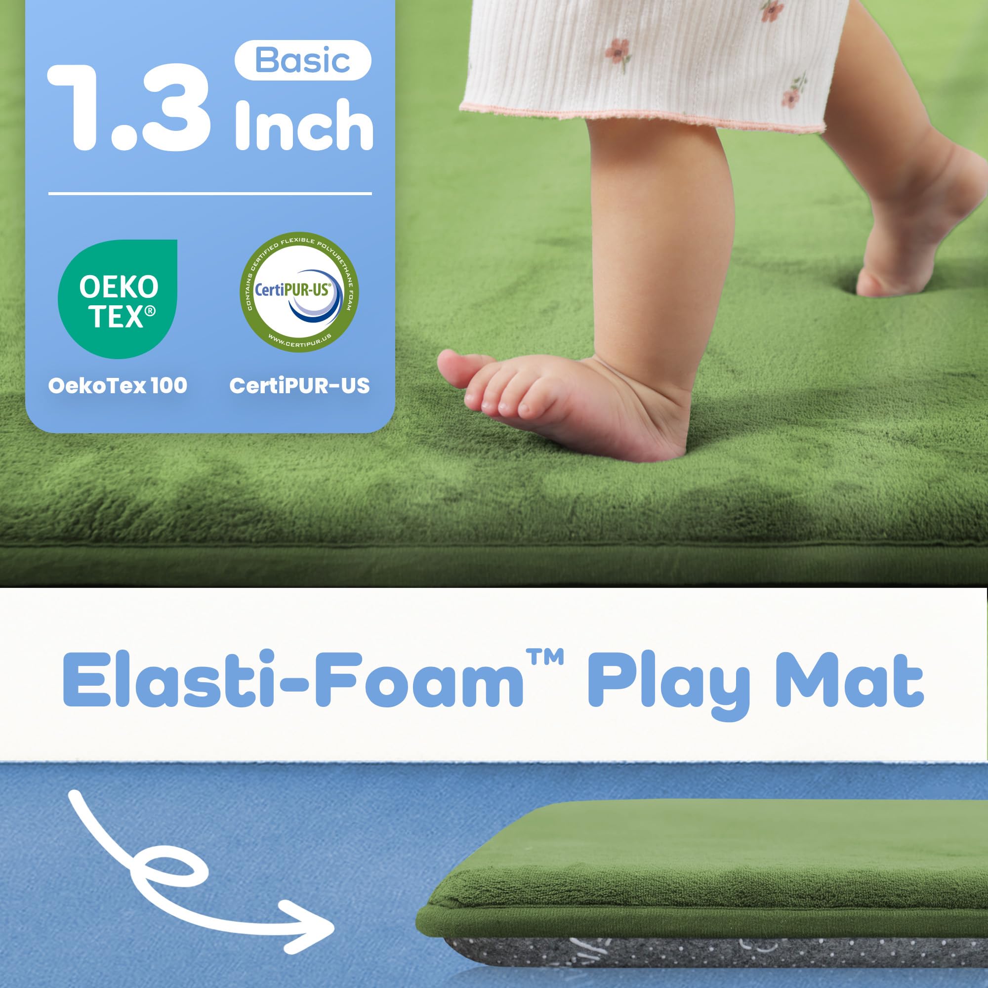 PaPaMat anti-slip backing helps keep the mat secure on wood or tile floors.