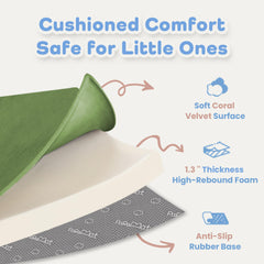 PaPaMat soft velvet surface is easy to wipe clean after spills.