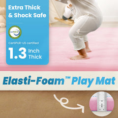 PaPaMat pink play mat side view demonstrates edge padding for bedside protection