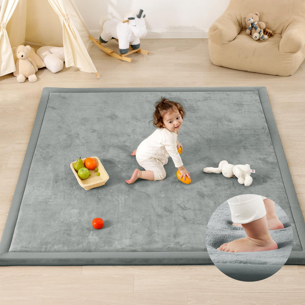 PaPaMat 1.3-inch thick play mat cushions tummy time and play sessions.