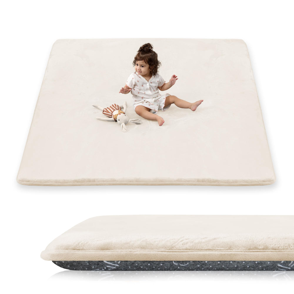 PaPaMat 1.5-inch thick beige foam playmat for plush tummy-time comfort.