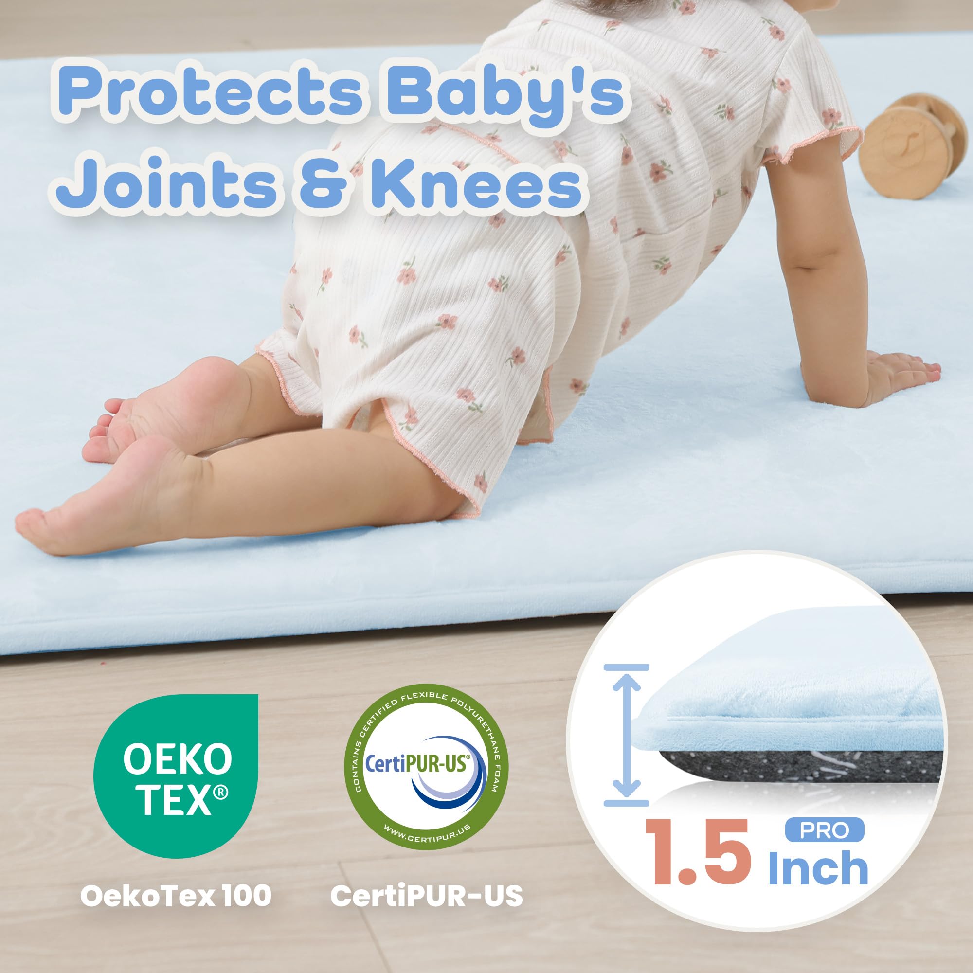 PaPaMat plush flannel surface adds cloud-like softness for cozy floor play.