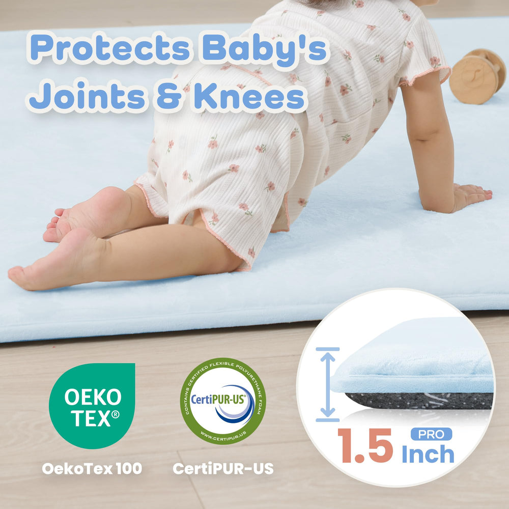 PaPaMat plush flannel surface adds cloud-like softness for cozy floor play.