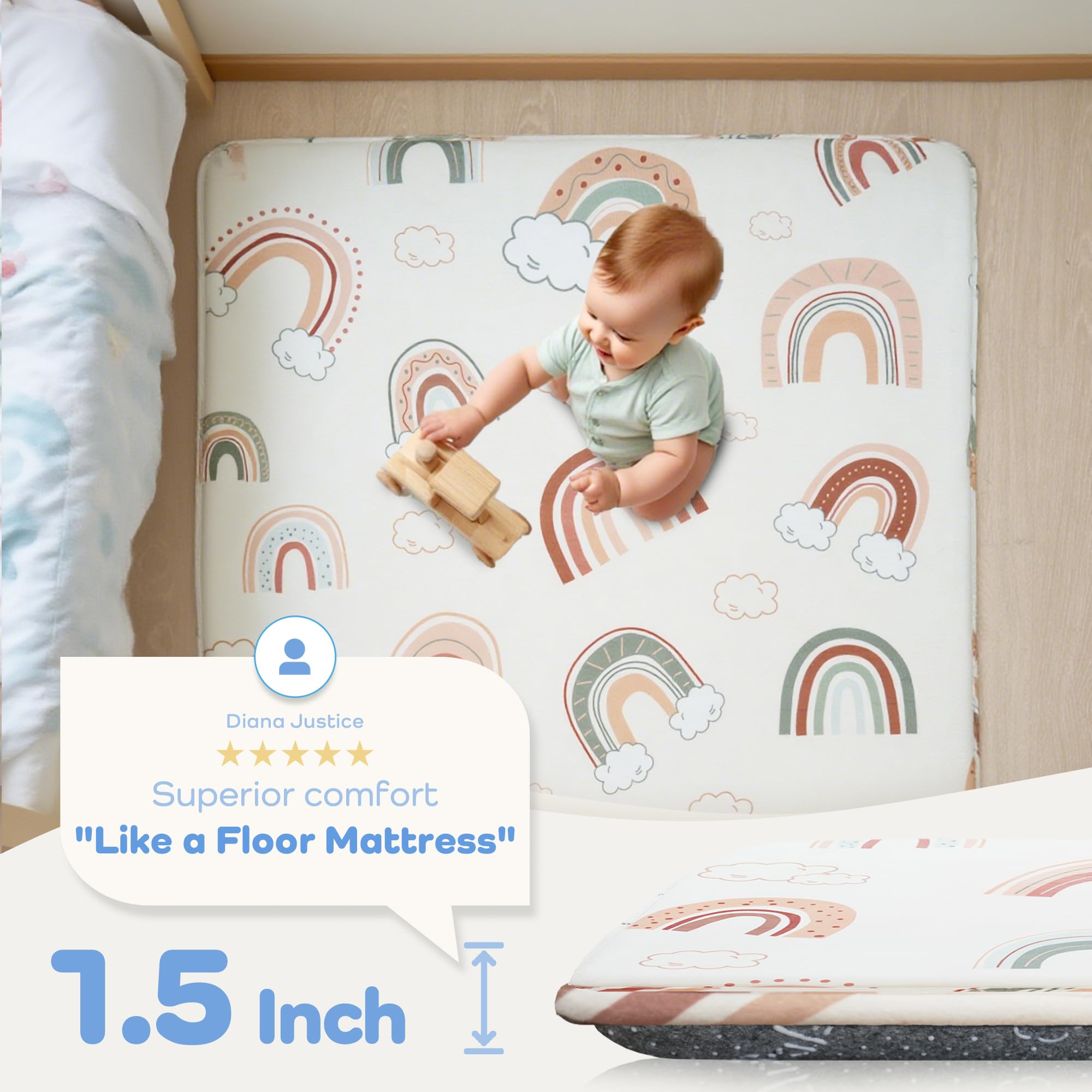 PaPaMat plush velvet surface offers cozy play comfort