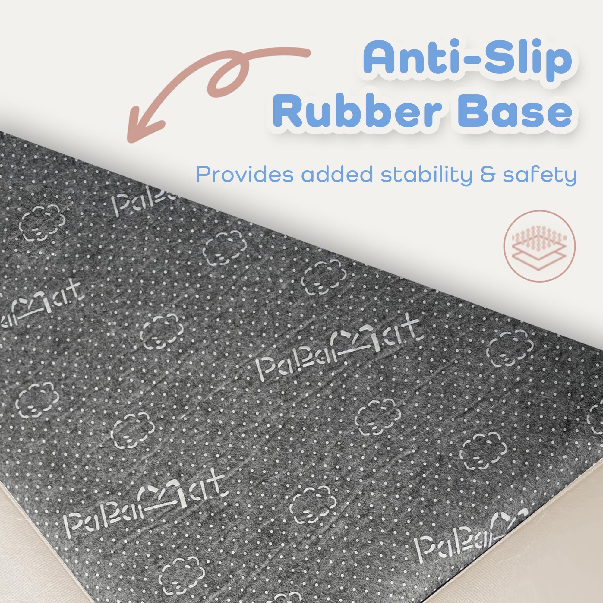 PaPaMat plush velvet flannel beige surface adds soft comfort.