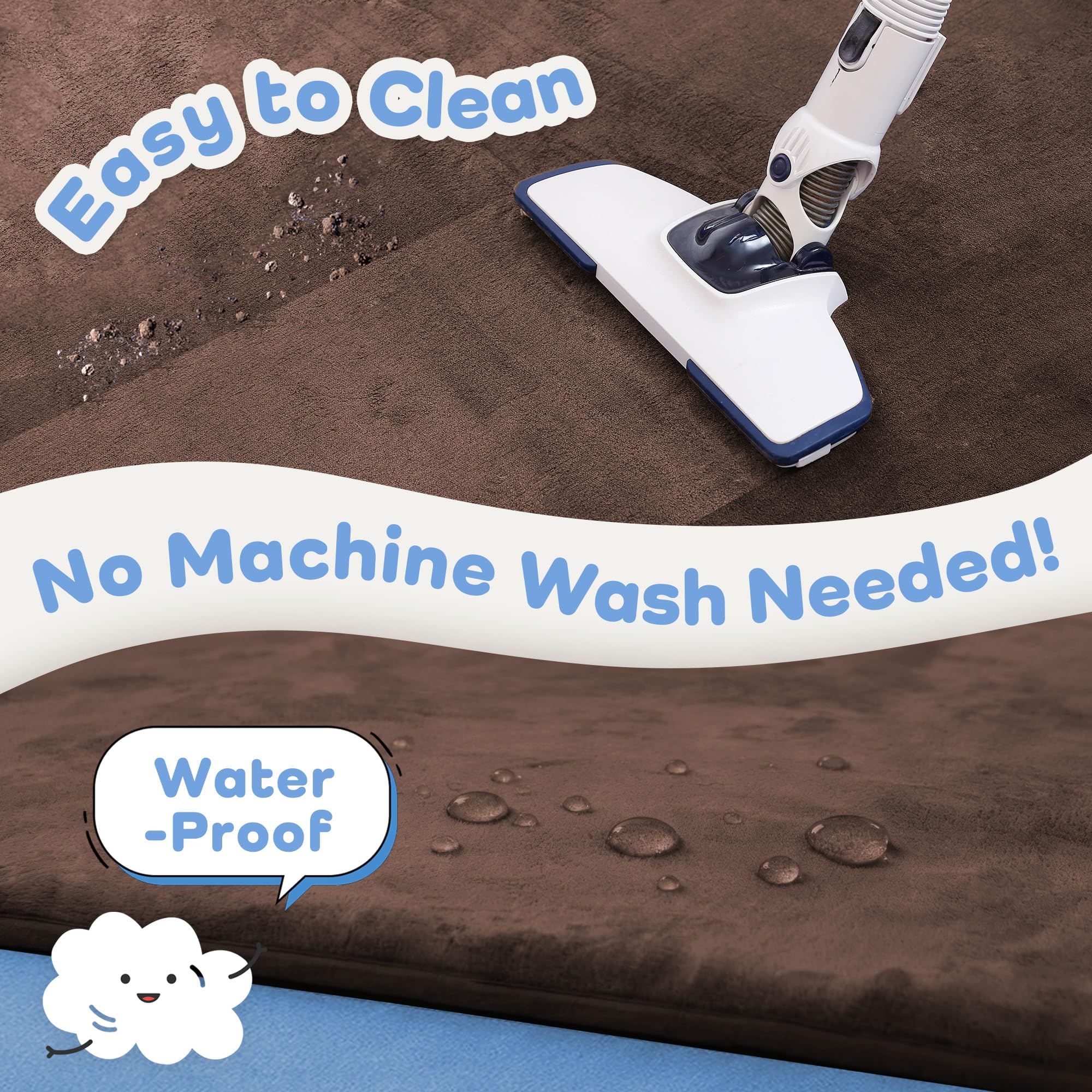 PaPaMat velvet surface is easy to wipe clean after meals and spills.