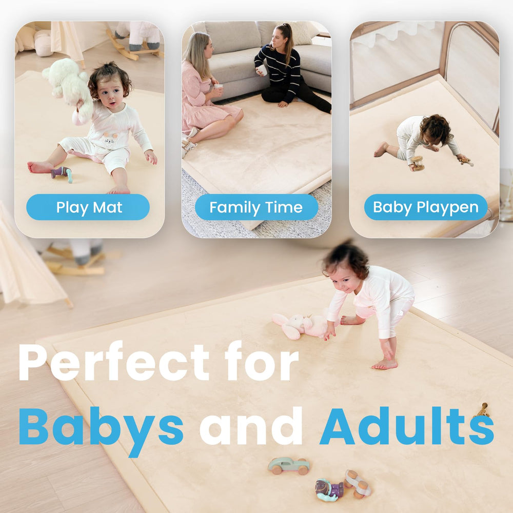 PaPaMat water-repellent plush surface cleans easily after messes.