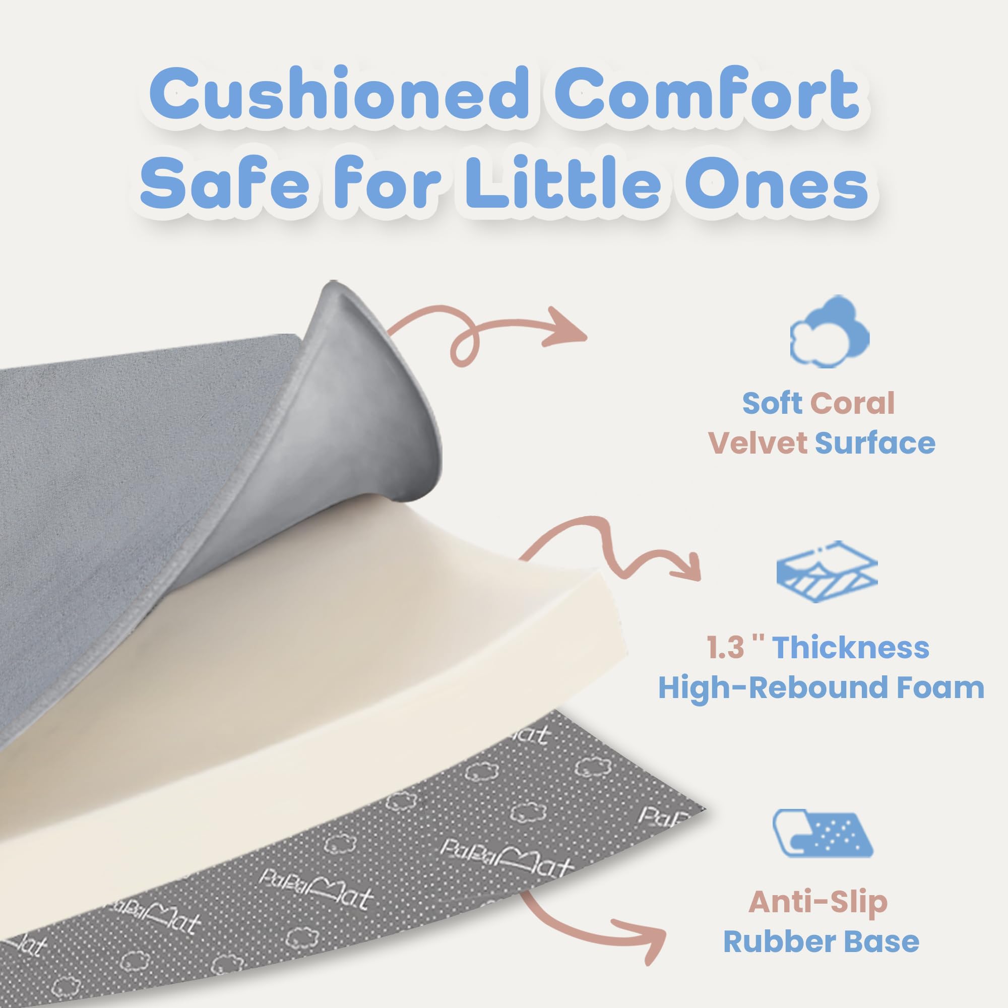 PaPaMat wrinkle-release design helps maintain a smooth look