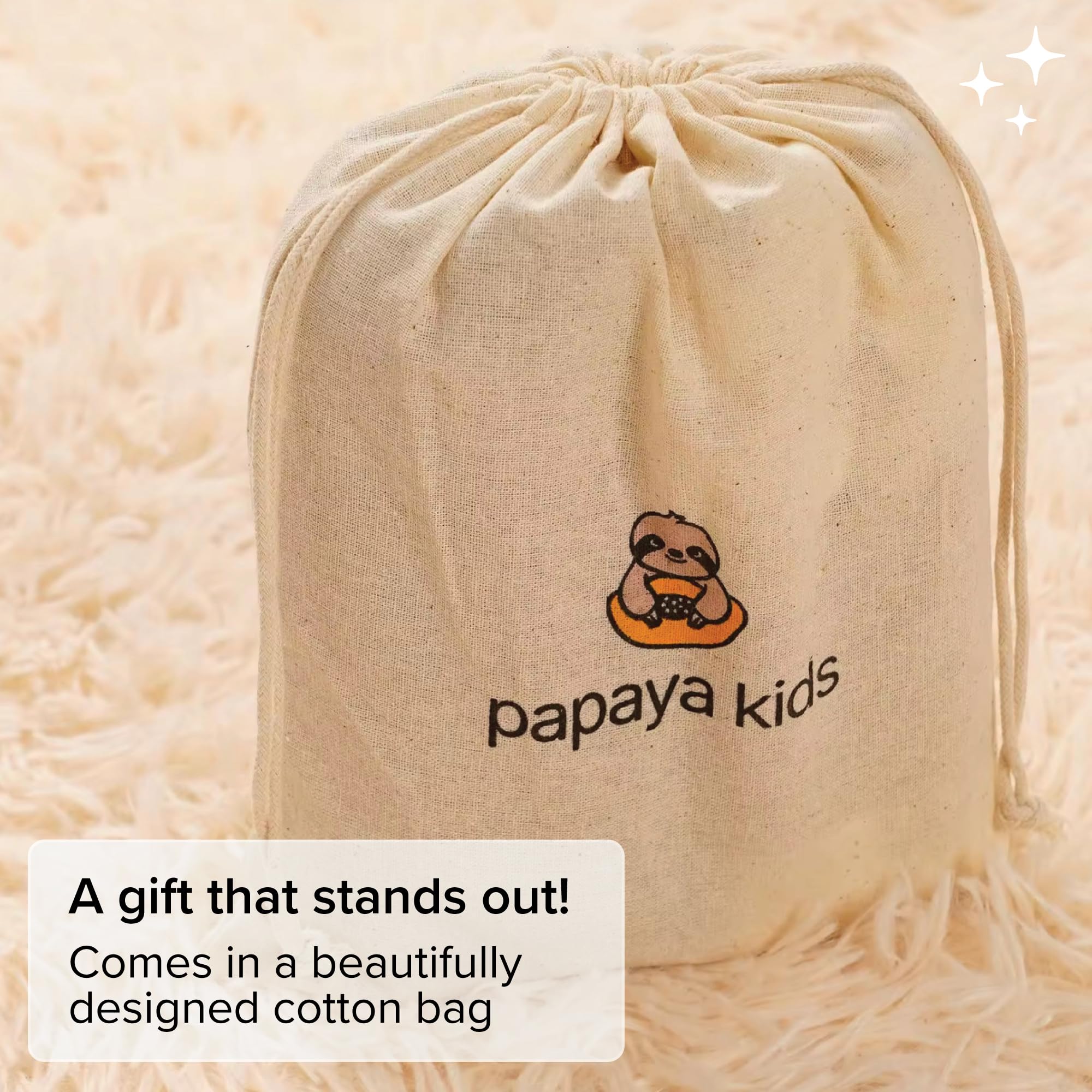 Papaya Kids swaddle during nap time, breathable coverage for cozy moments.