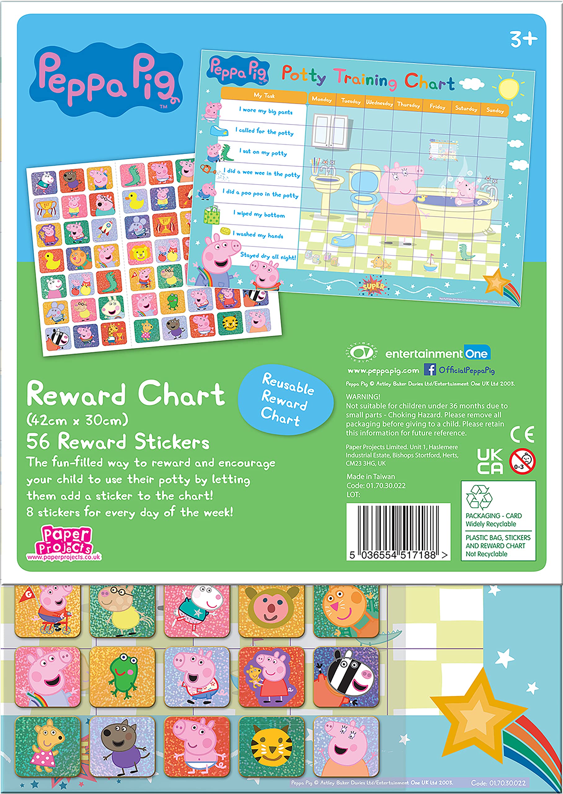 Paper Projects Peppa Pig chart with wipe-clean surface – easy to reuse during training.