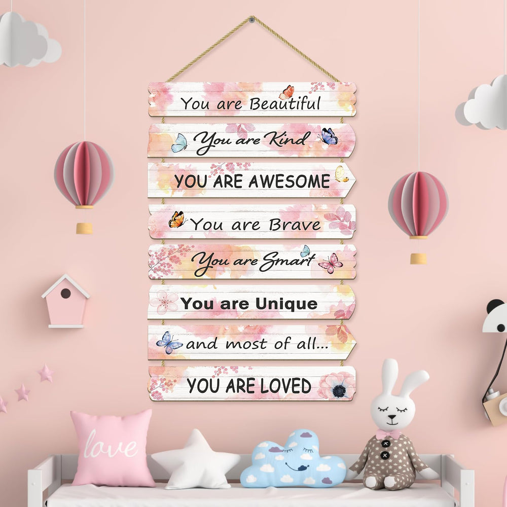 Paquesta butterfly wall art 8-piece set for girls room enhances decor with cheerful pink hues