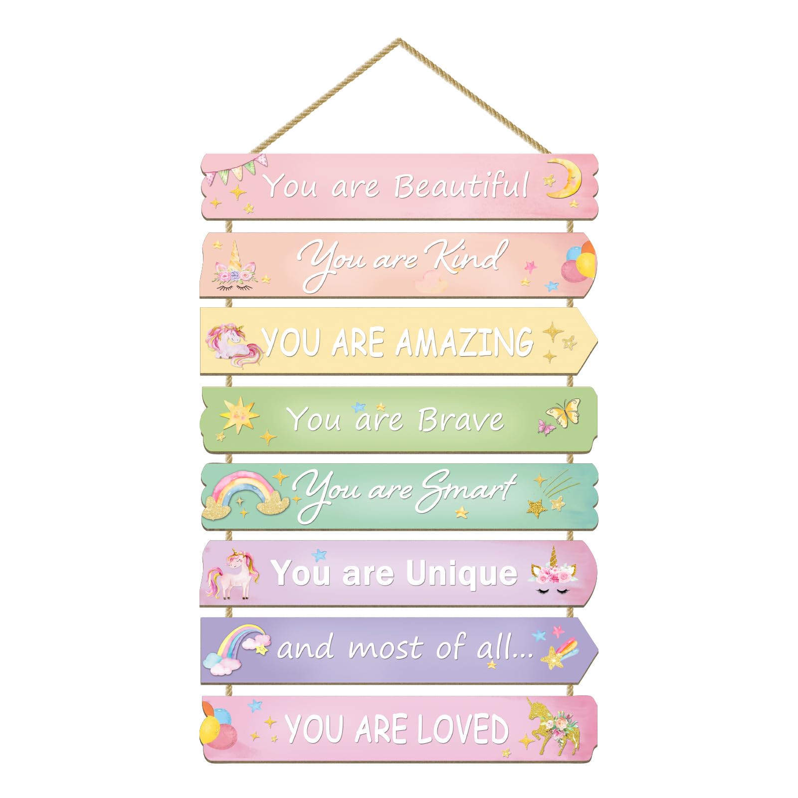 Paquesta Unicorn Rainbow Wall Art adds a pastel focal point for a girl's room.