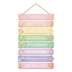 Paquesta Unicorn Rainbow Wall Art adds a pastel focal point for a girl's room.
