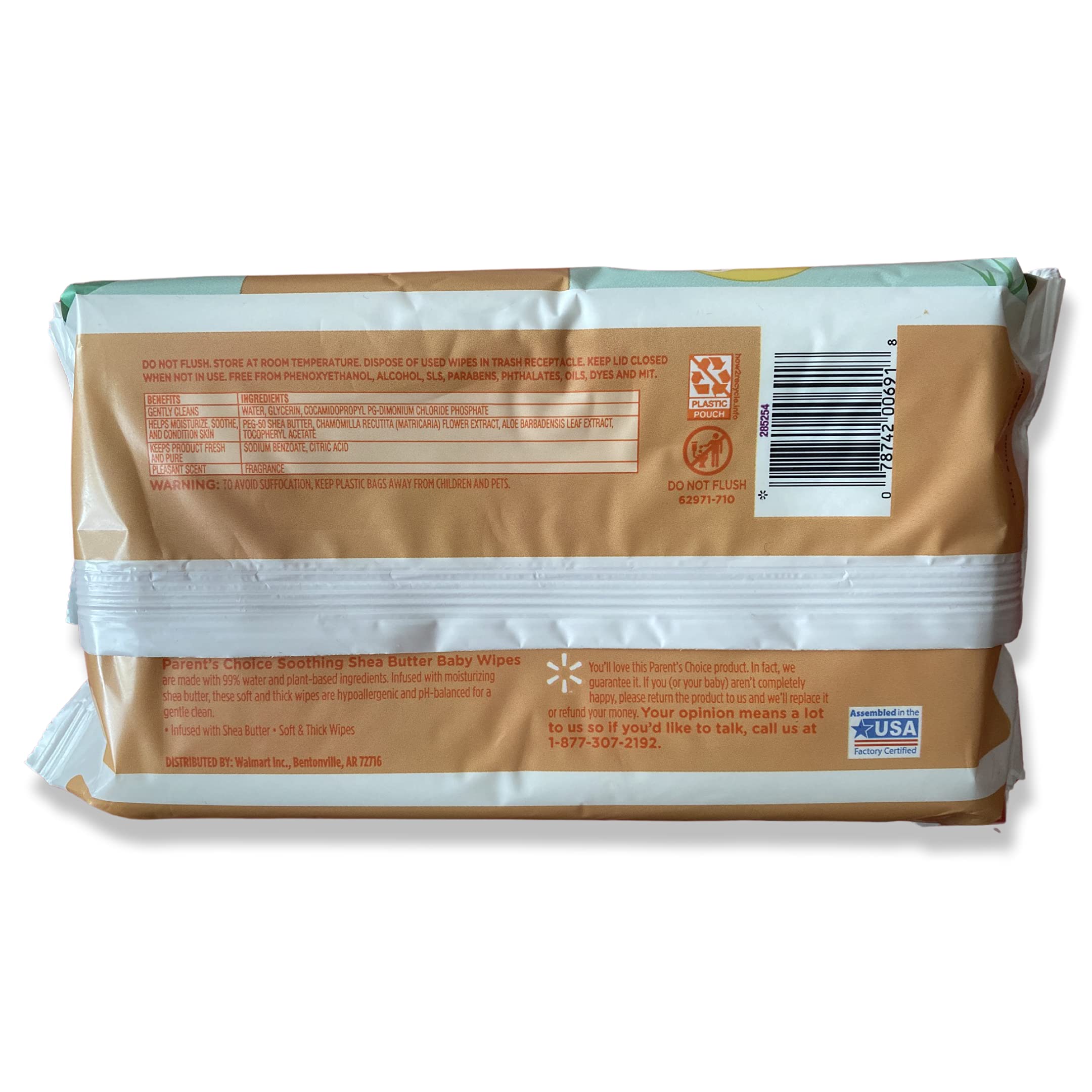 Parent's Choice Baby Wipes Gentle Moisturizing Formula for quick cleanups.