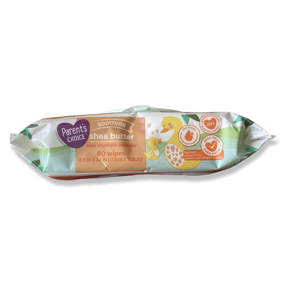 Parent's Choice Baby Wipes Soft Texture with Shea Butter for sensitive skin.