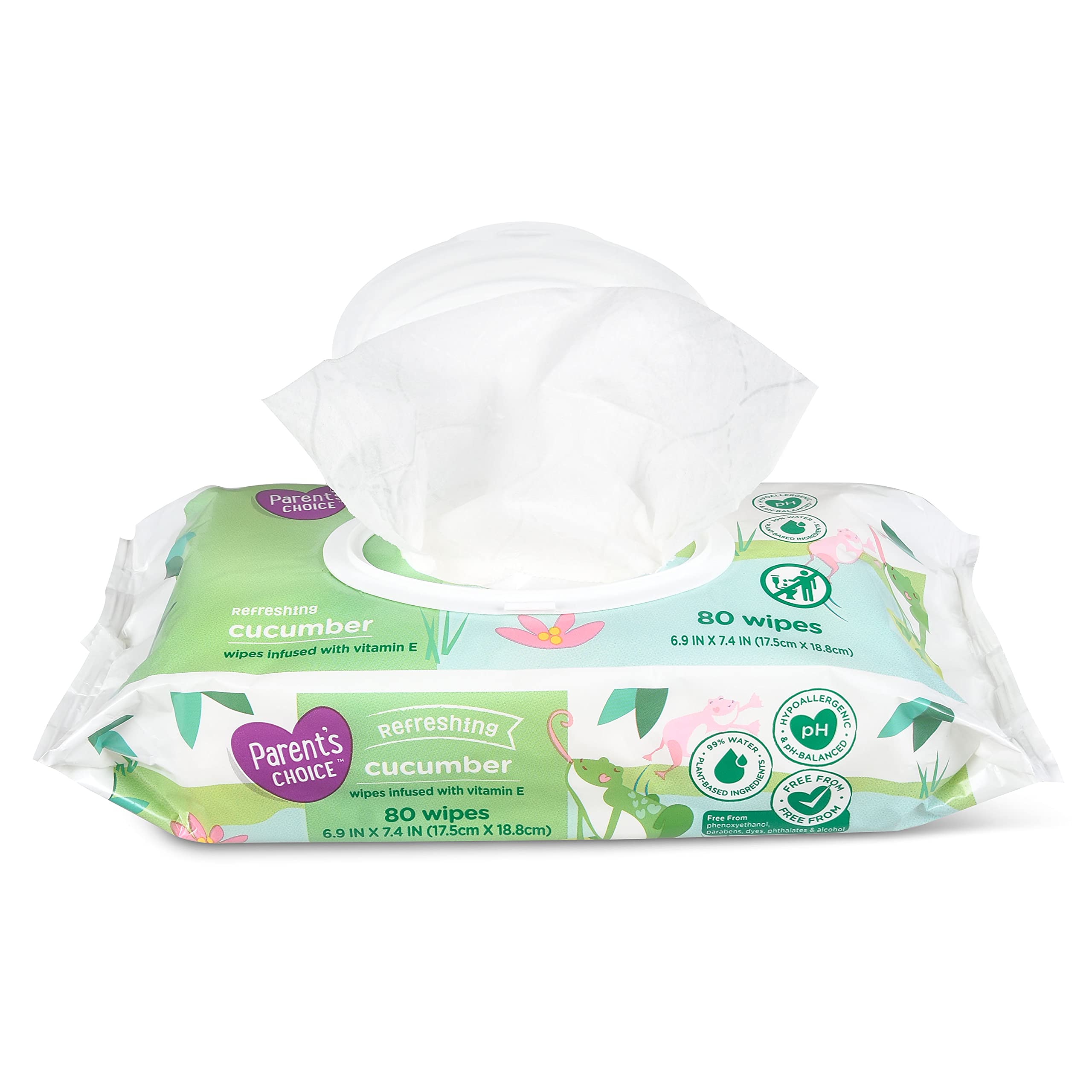 Parent's Choice cucumber-scent baby wipes front-pack showing 240-count value