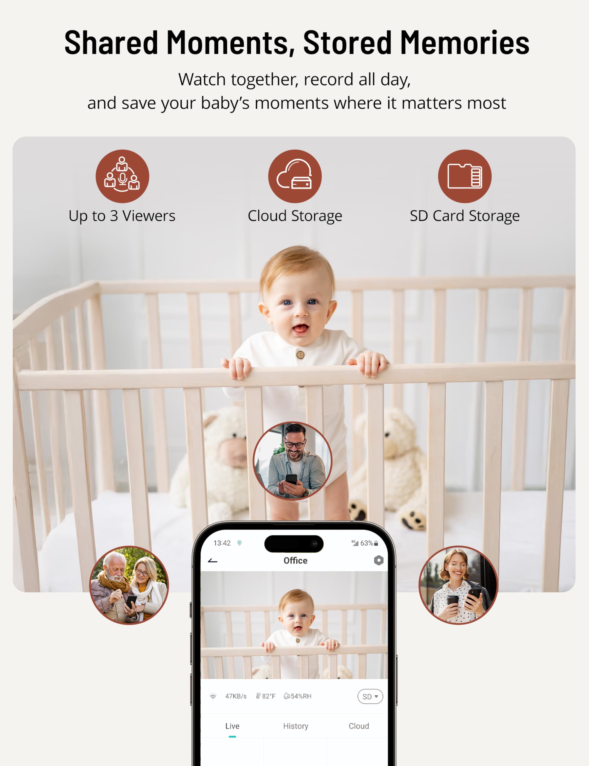 PARIS RHÔNE built-in lullabies soothe baby at bedtime.
