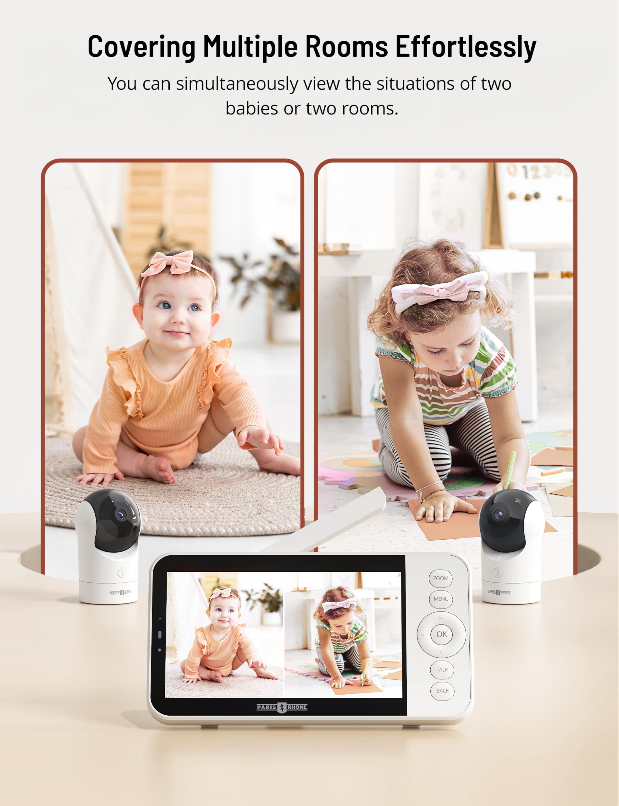 PARIS RHÔNE smart motion and cry alerts for timely awareness.
