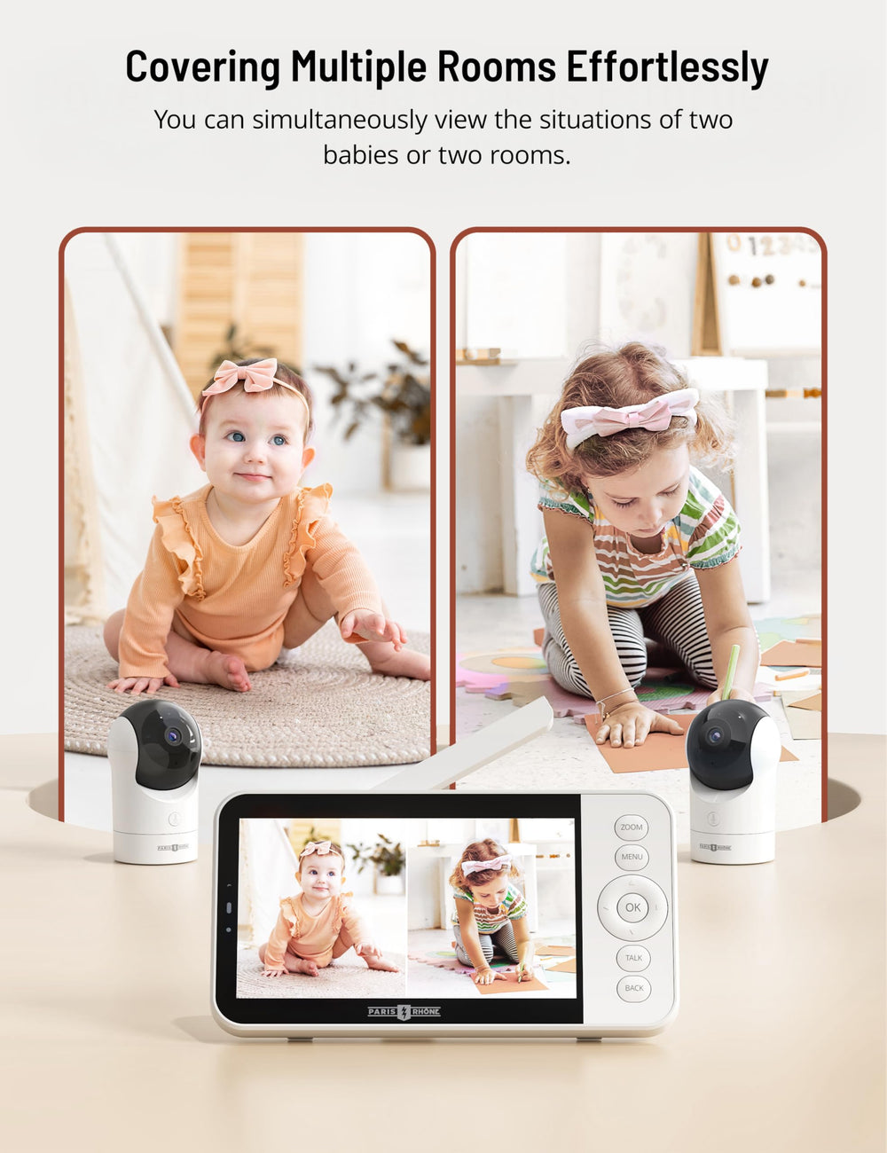 PARIS RHÔNE smart motion and cry alerts for timely awareness.