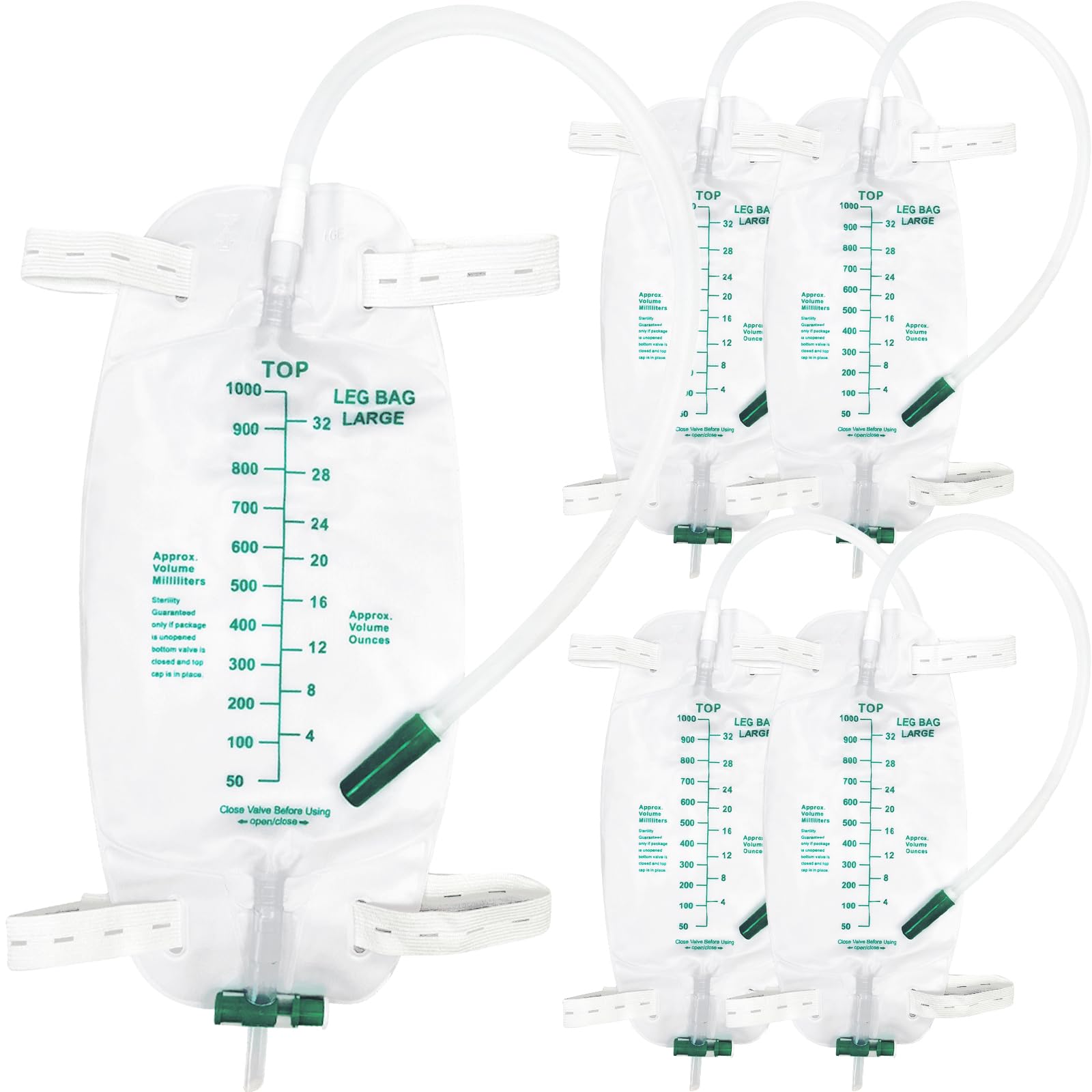 PARIZONE 5-pack leg bag set with 1000ml capacity for daily use.