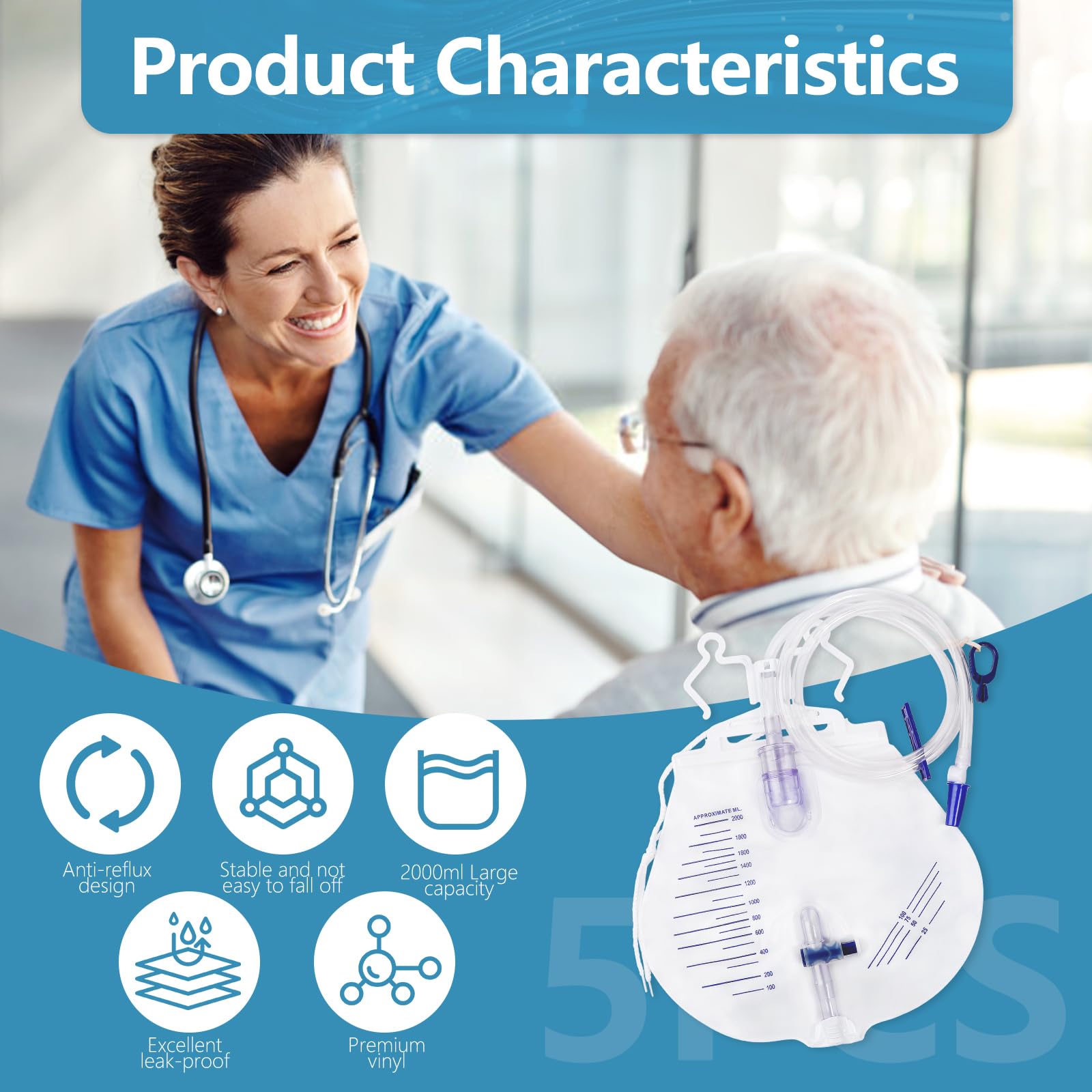 Parizone dual hooks and hanging cord for secure bedside placement.