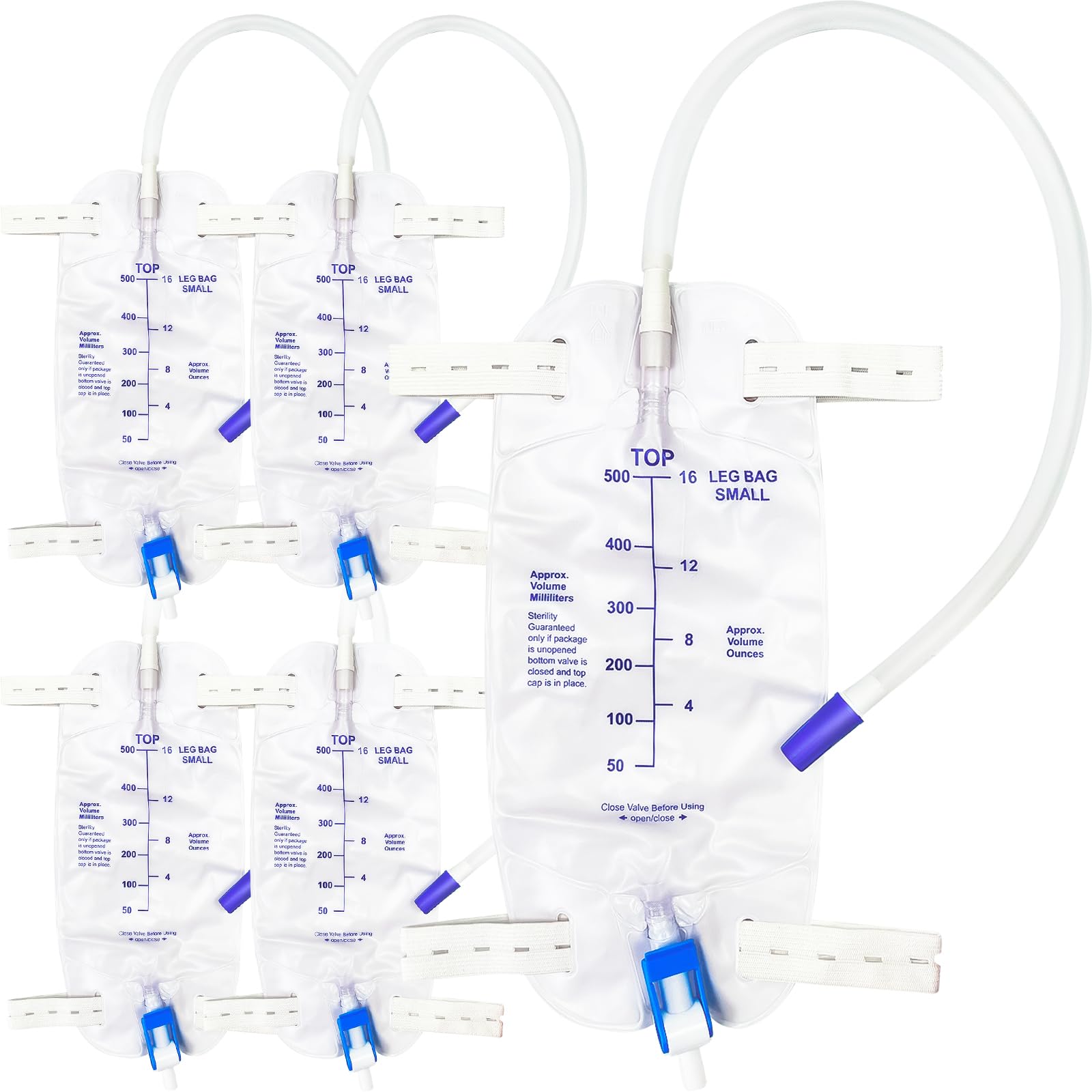 PARIZONE leg bag 500ml pack with five bags for reliable daily urine collection