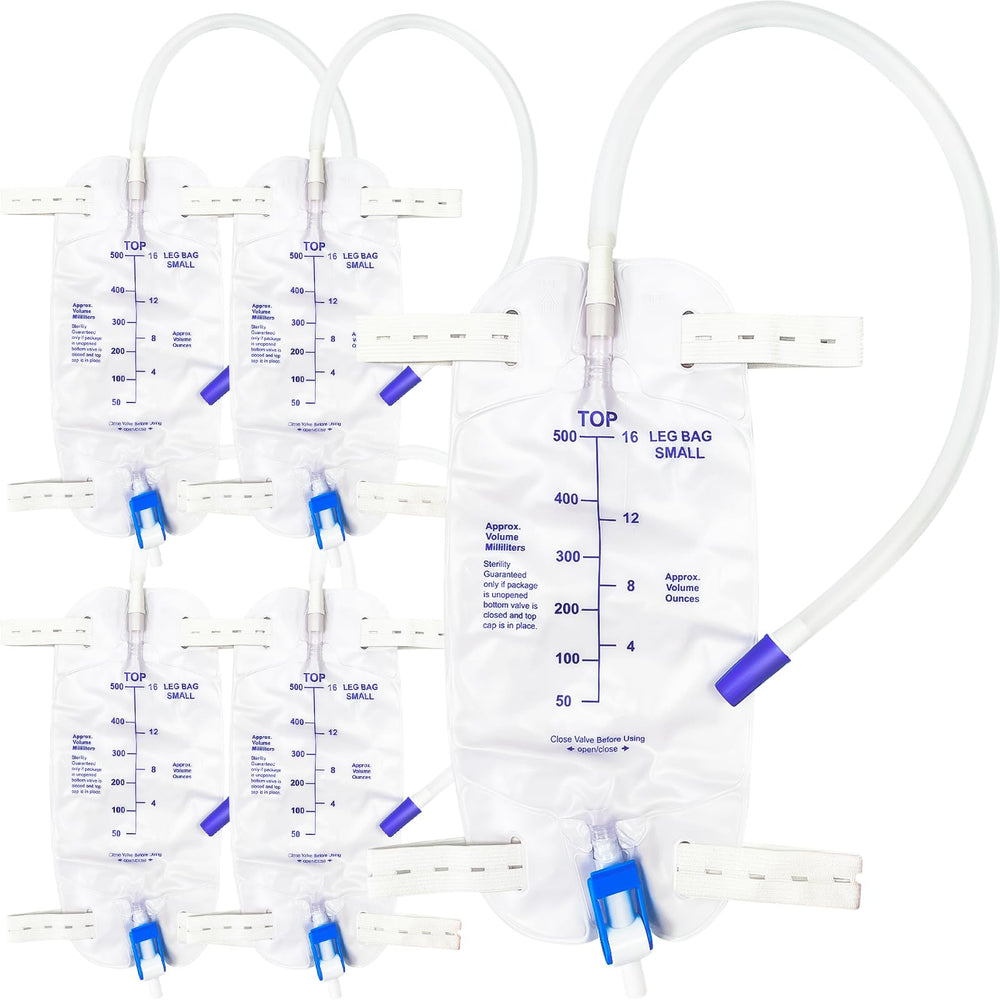 PARIZONE leg bag 500ml pack with five bags for reliable daily urine collection