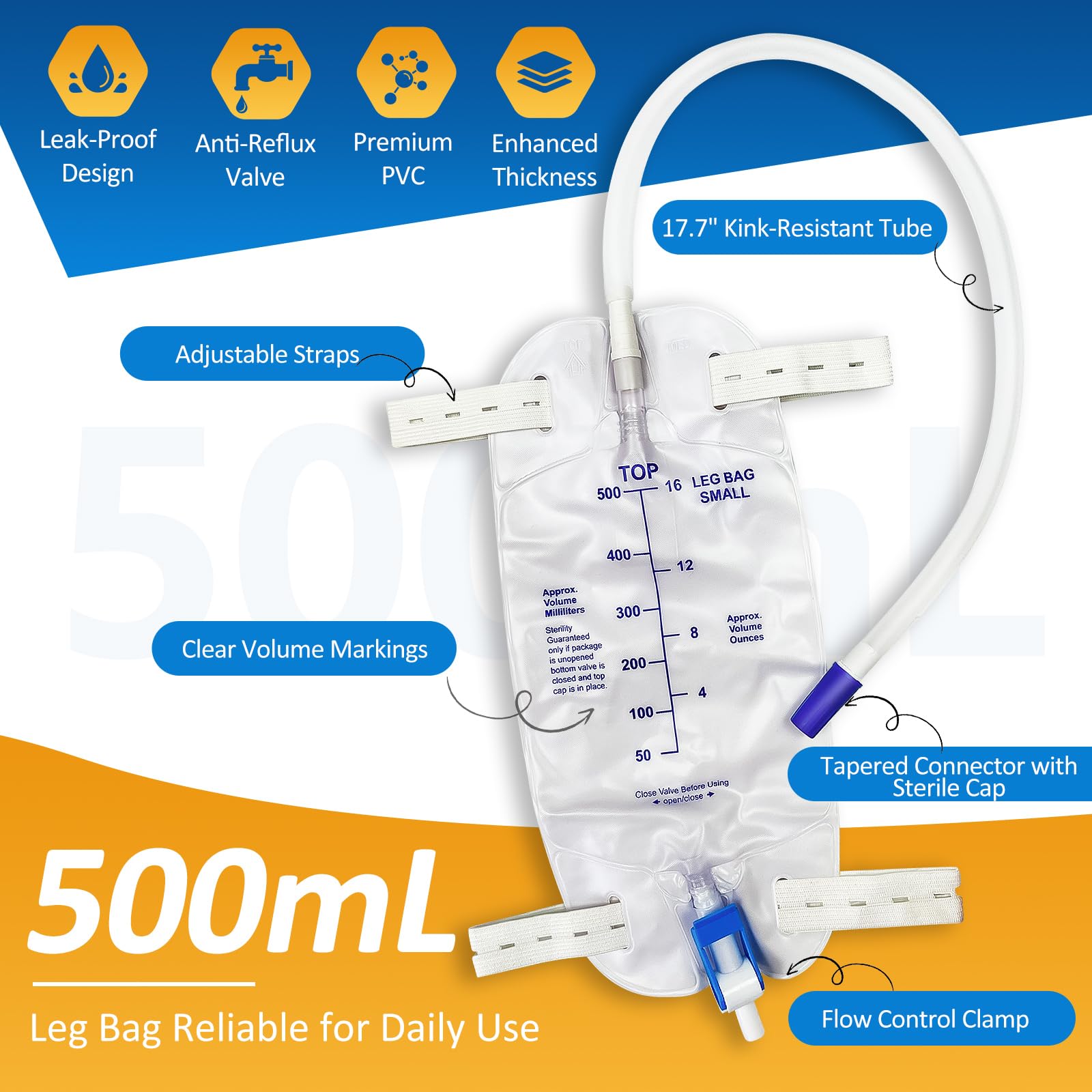 PARIZONE leg bag anti-reflux system prevents backflow during use