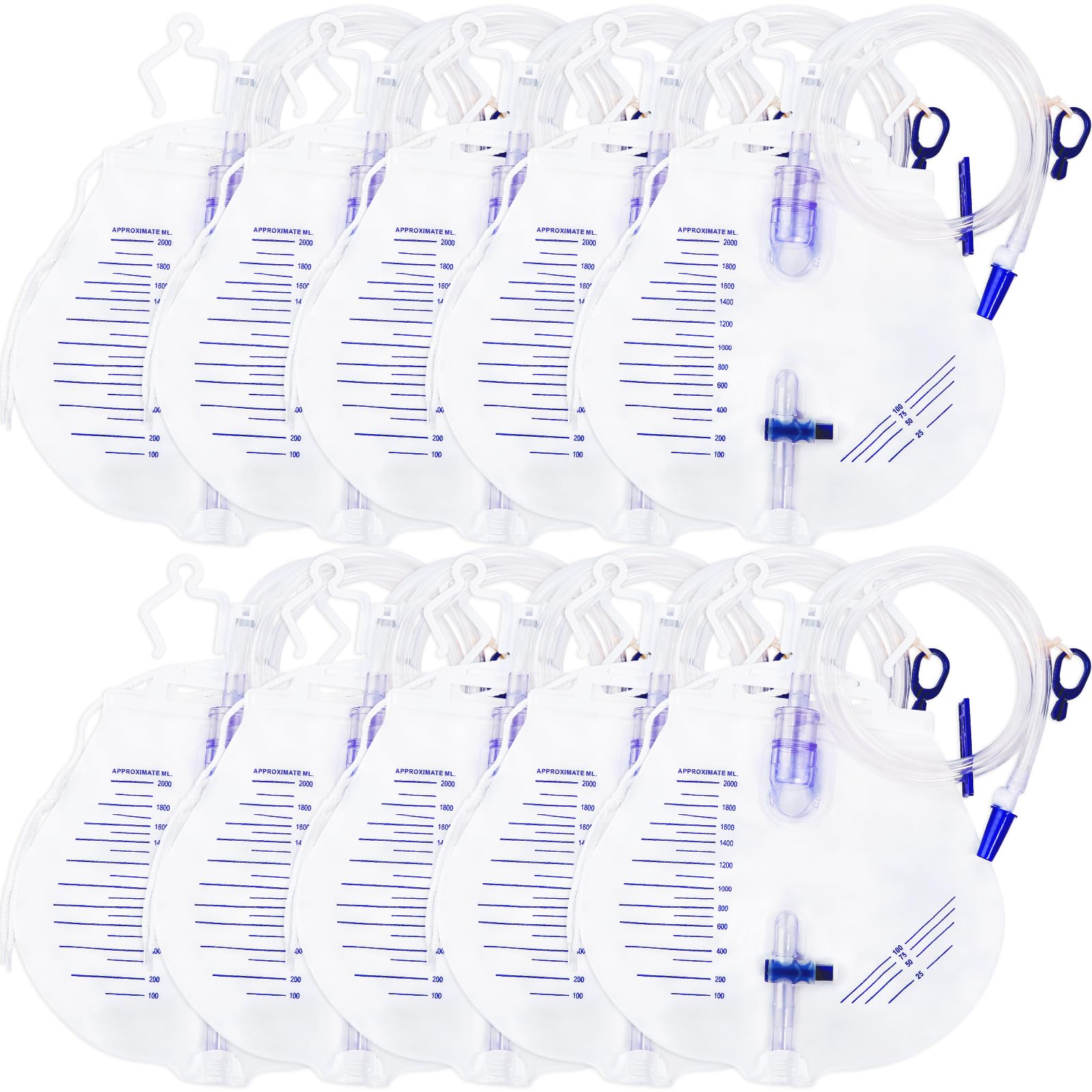 Parizone urine drainage bag 2000ml capacity with clear volume markings for easy monitoring.
