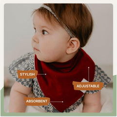 Parker Baby Co. bandana bib with absorbent backing keeps outfits dry.