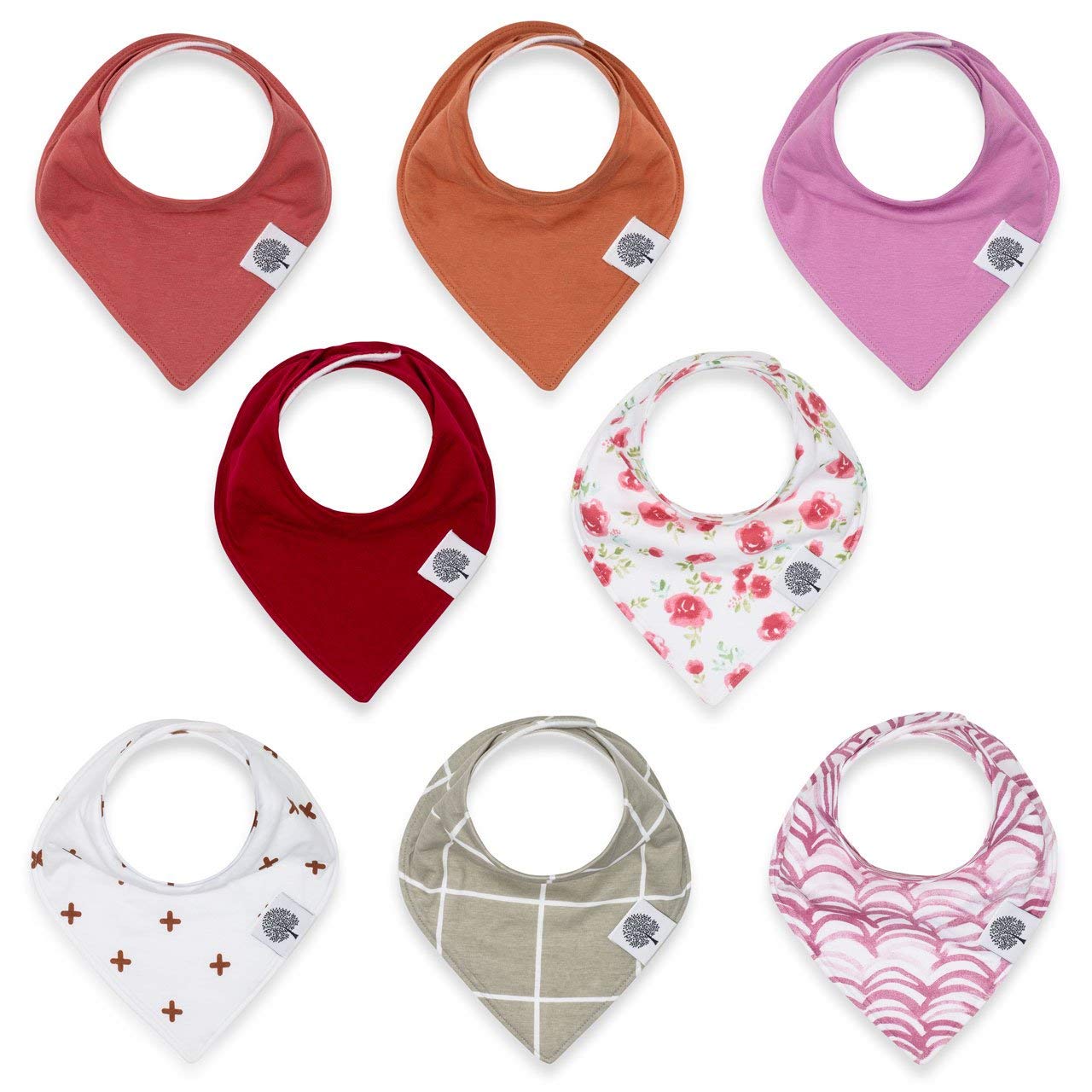 Parker Baby Co. bandana bib collection with eight colors for versatile styling and mess protection.