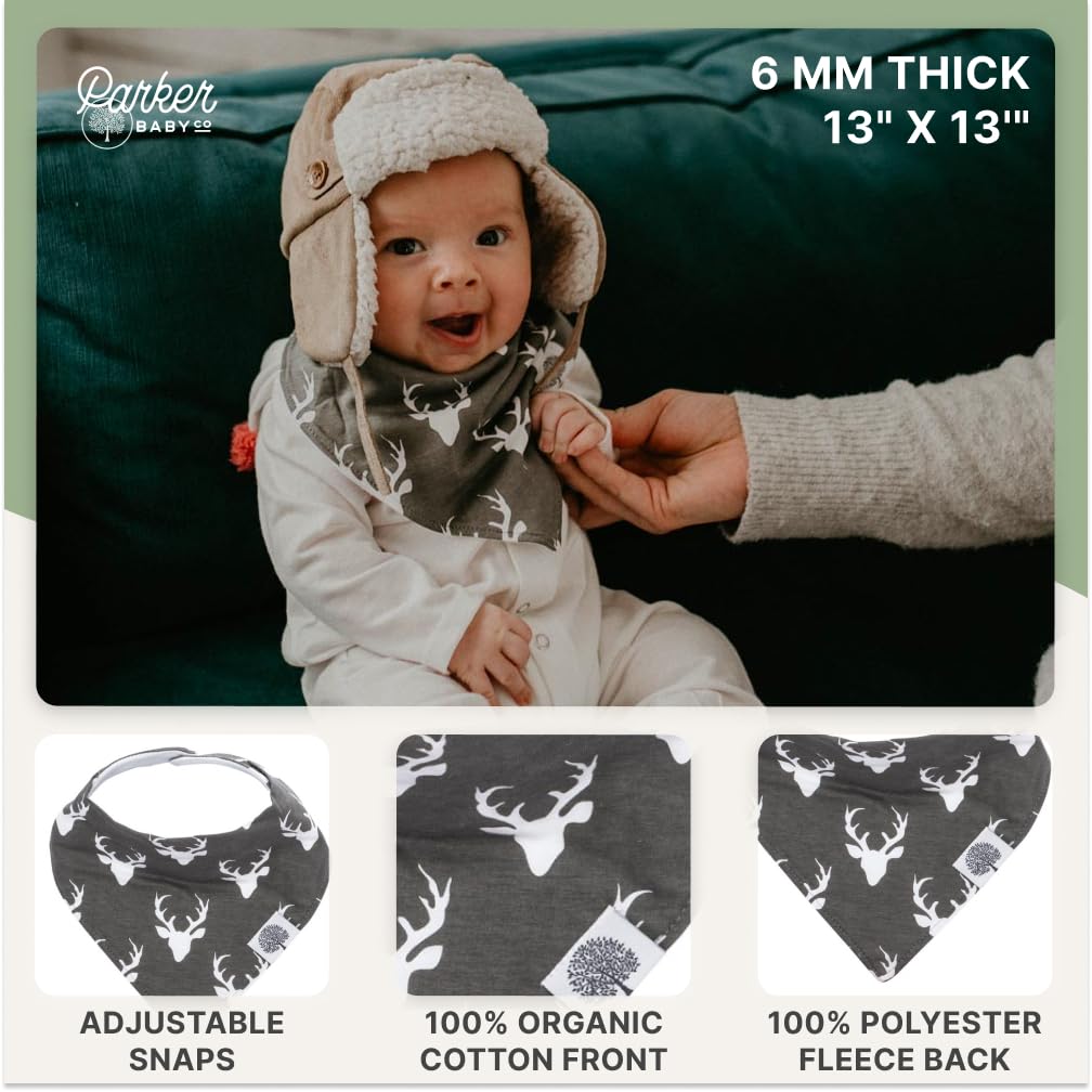 Parker Baby Co. nickel-free snaps adjust 3–36 months for secure, scratch-free wear.