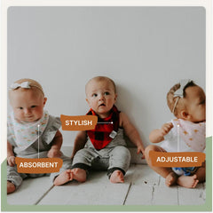 Parker Baby Co. polyester backing enhances absorption, keeps outfits dry during meals.