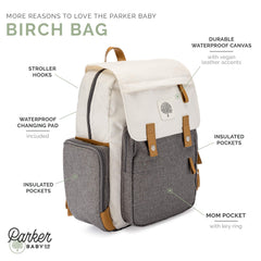 Parker Baby Co. Birch Bag Cream interior layout designed for quick access.