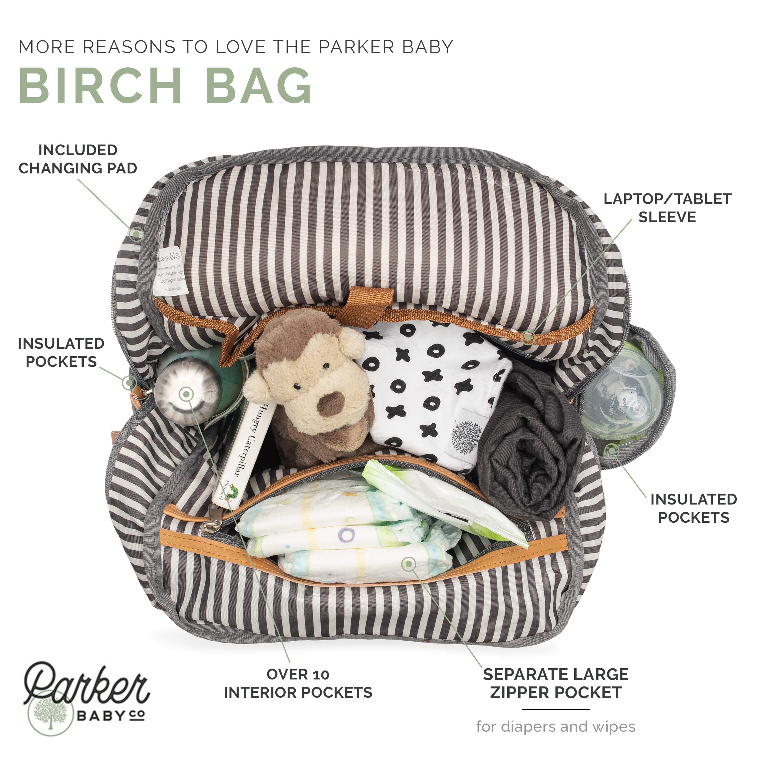 Parker Baby Co. Birch Bag Cream water-resistant canvas for busy days.