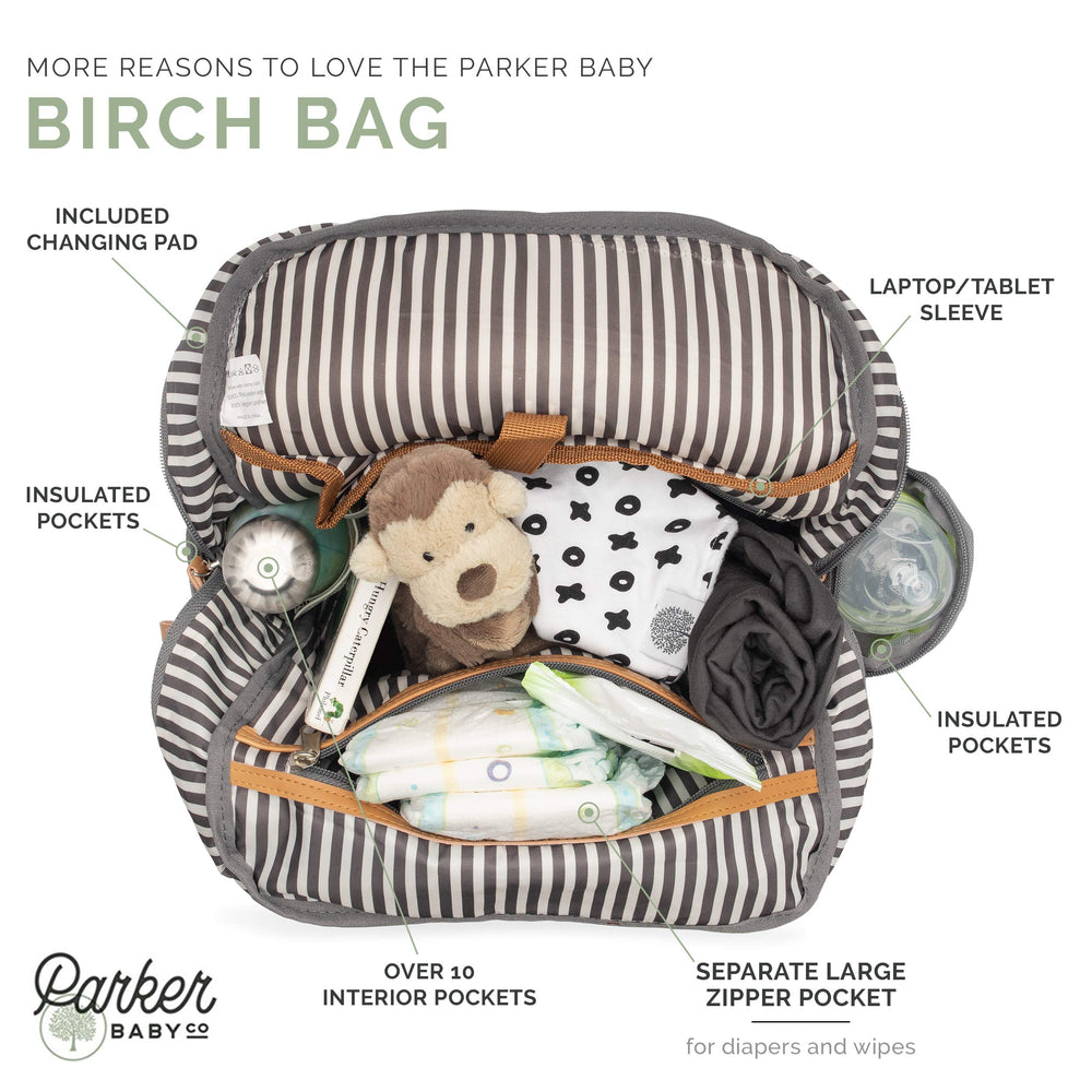 Parker Baby Co. Birch Bag Cream water-resistant canvas for busy days.