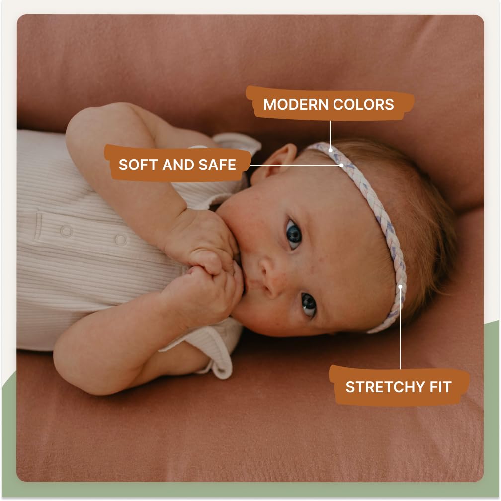 Parker Baby Co. marigold braided headbands, soft fabric ideal for all-day wear.