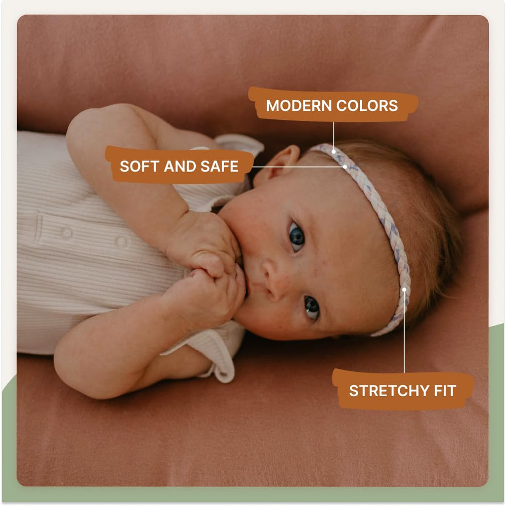 Parker Baby Co. marigold braided headbands, soft fabric ideal for all-day wear.