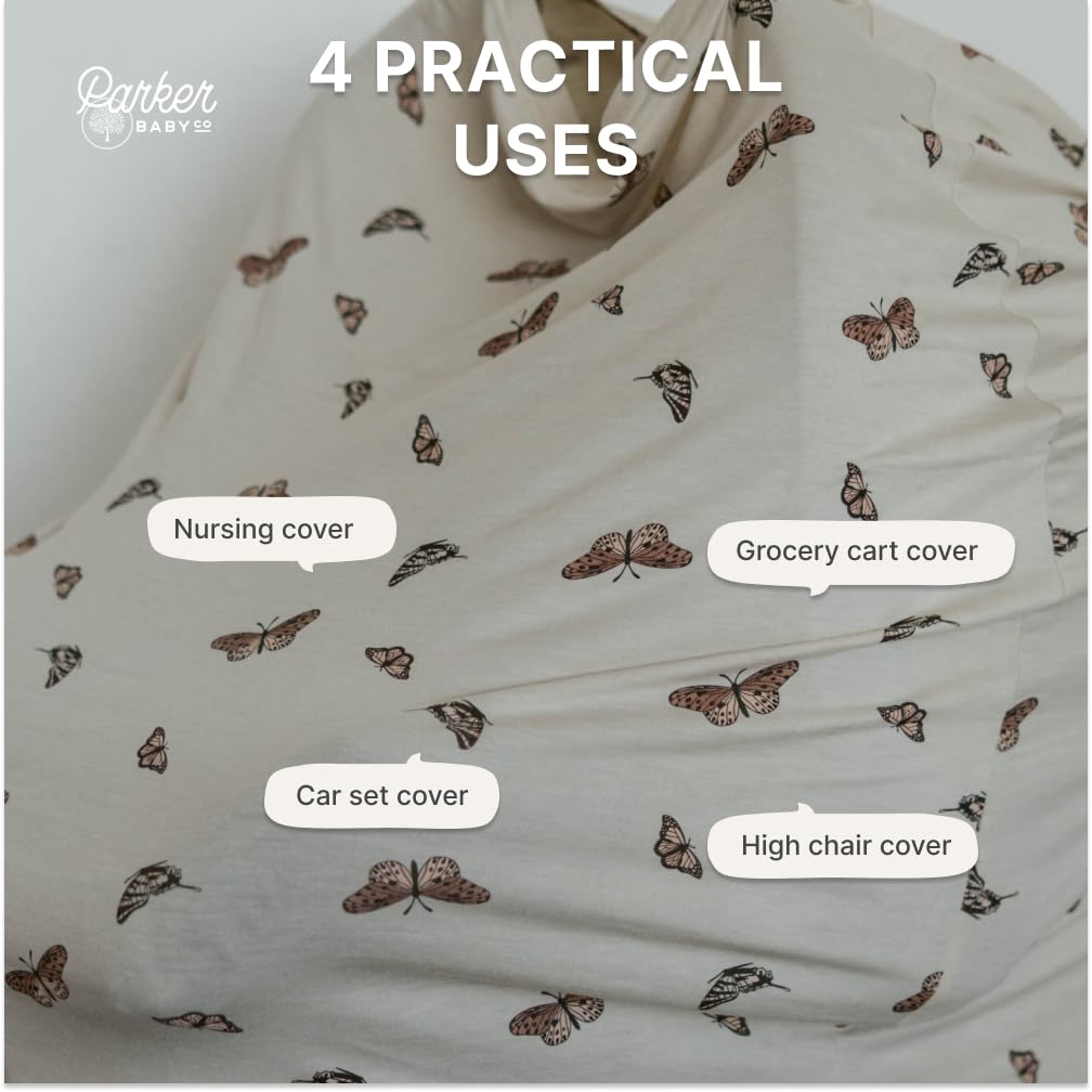Parker Baby Co. Butterfly rayon-blend fabric highlights stretch and breathability.