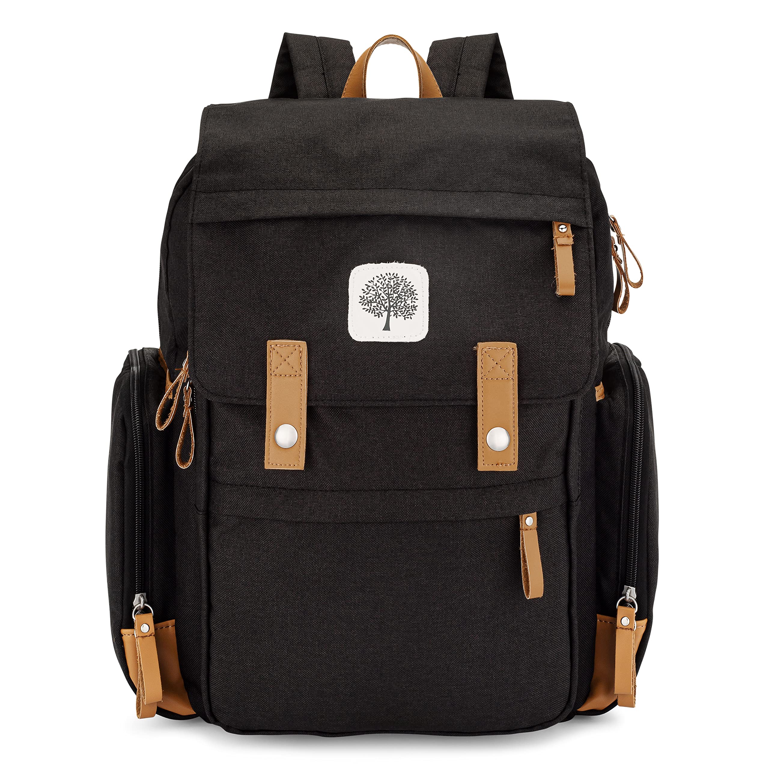Parker Baby Co. diaper backpack with insulated pockets keeps bottles at the right temperature.