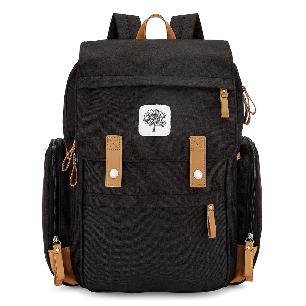 Parker Baby Co. diaper backpack with insulated pockets keeps bottles at the right temperature.