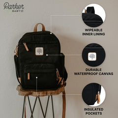 Parker Baby Co. interior features mesh pockets to organize essentials quickly.