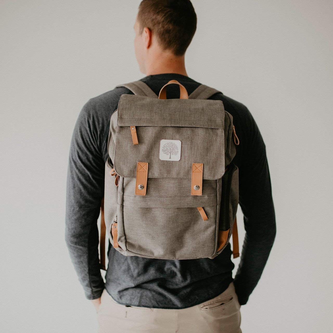 Parker Baby Co. diaper backpack water-resistant canvas with vegan leather accents for durability