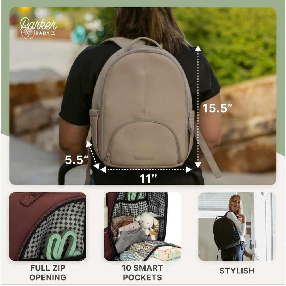 Parker Baby Co. Drift Backpack Lite interior layout with 10 pockets for organized packing