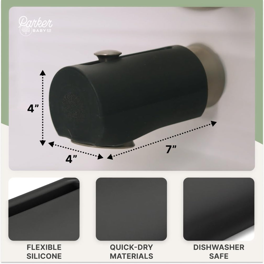 Parker Baby Co. quick-drying spout cover after splashes.