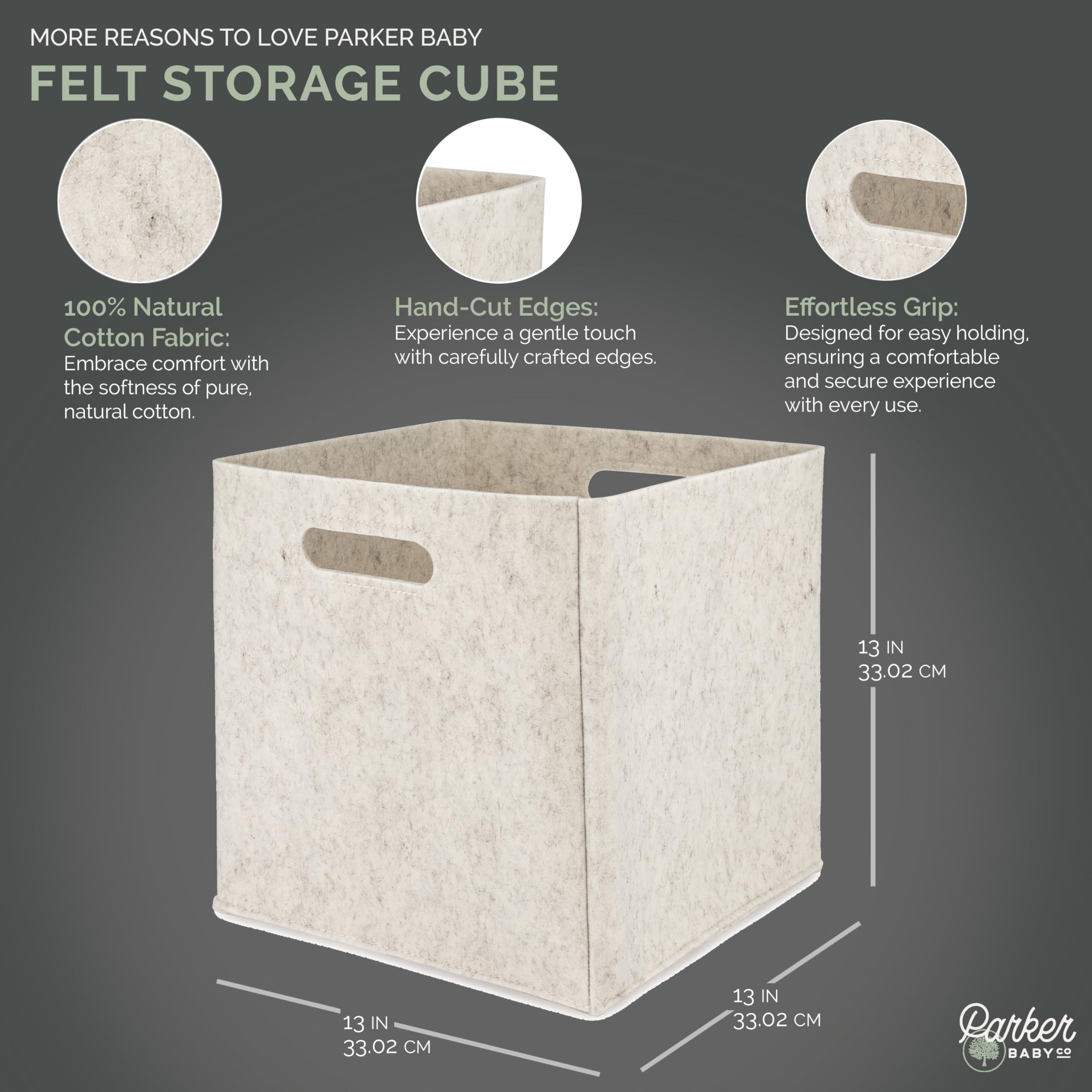 Parker Baby Co. 13-inch diaper storage cube bin for easy diapering.