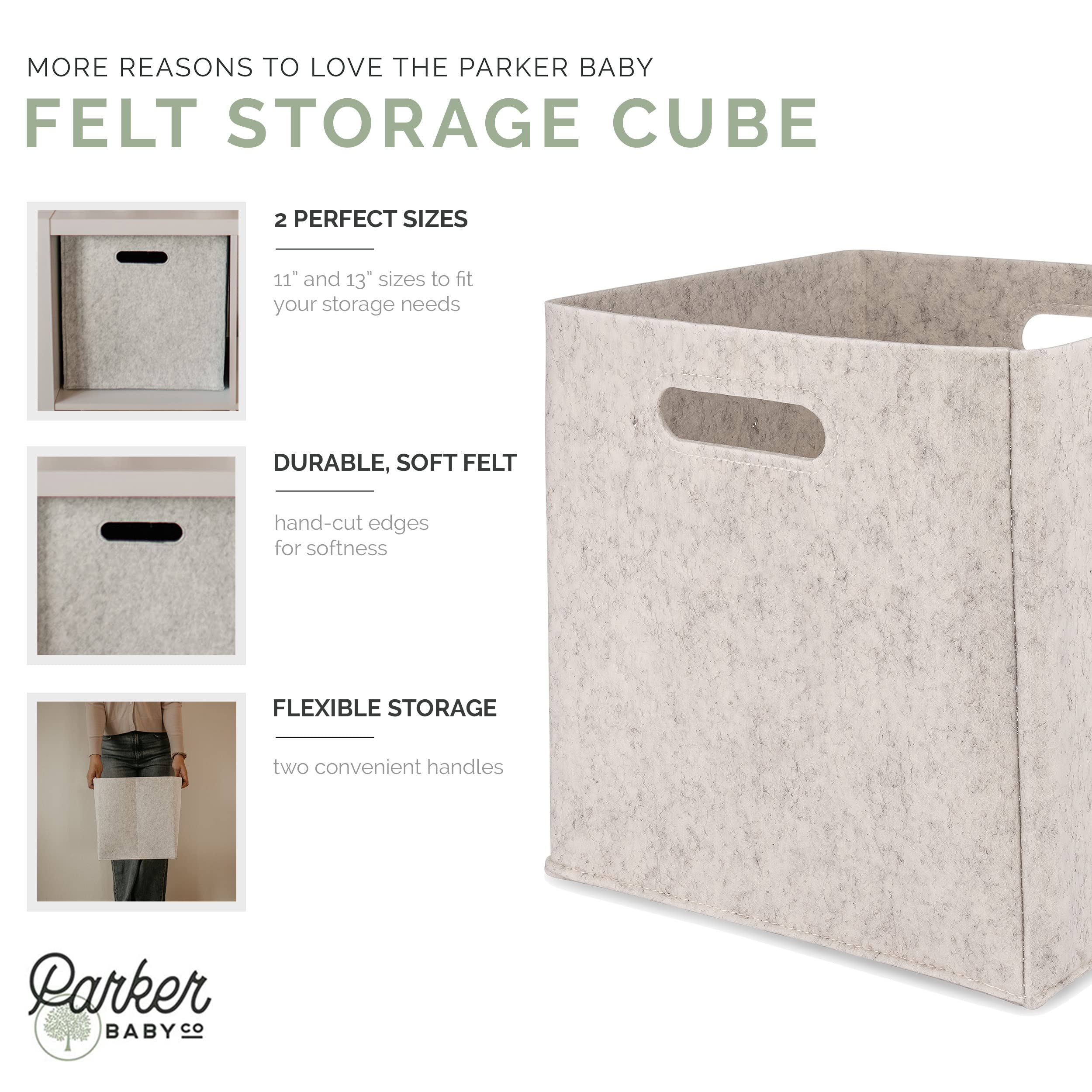 Parker Baby Co. felt cube bin stores toys neatly.